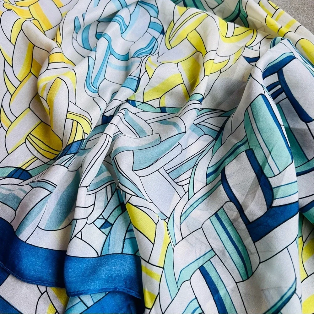 Vintage Silk Scarf – Abstract Braided Design – 35” x 35”